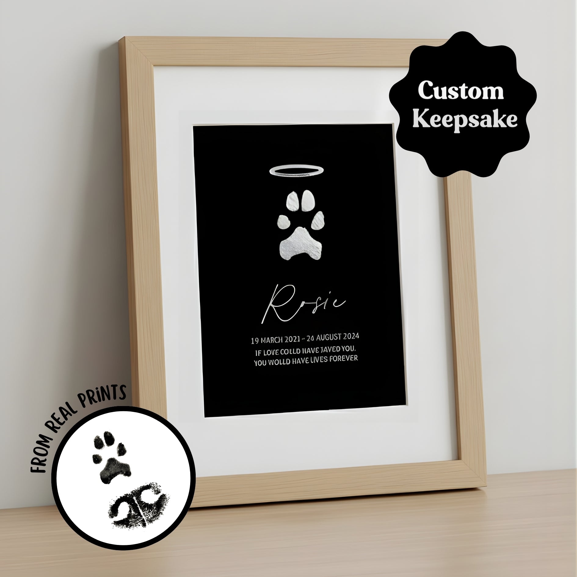 Foiled Pet Paw Memorial Print