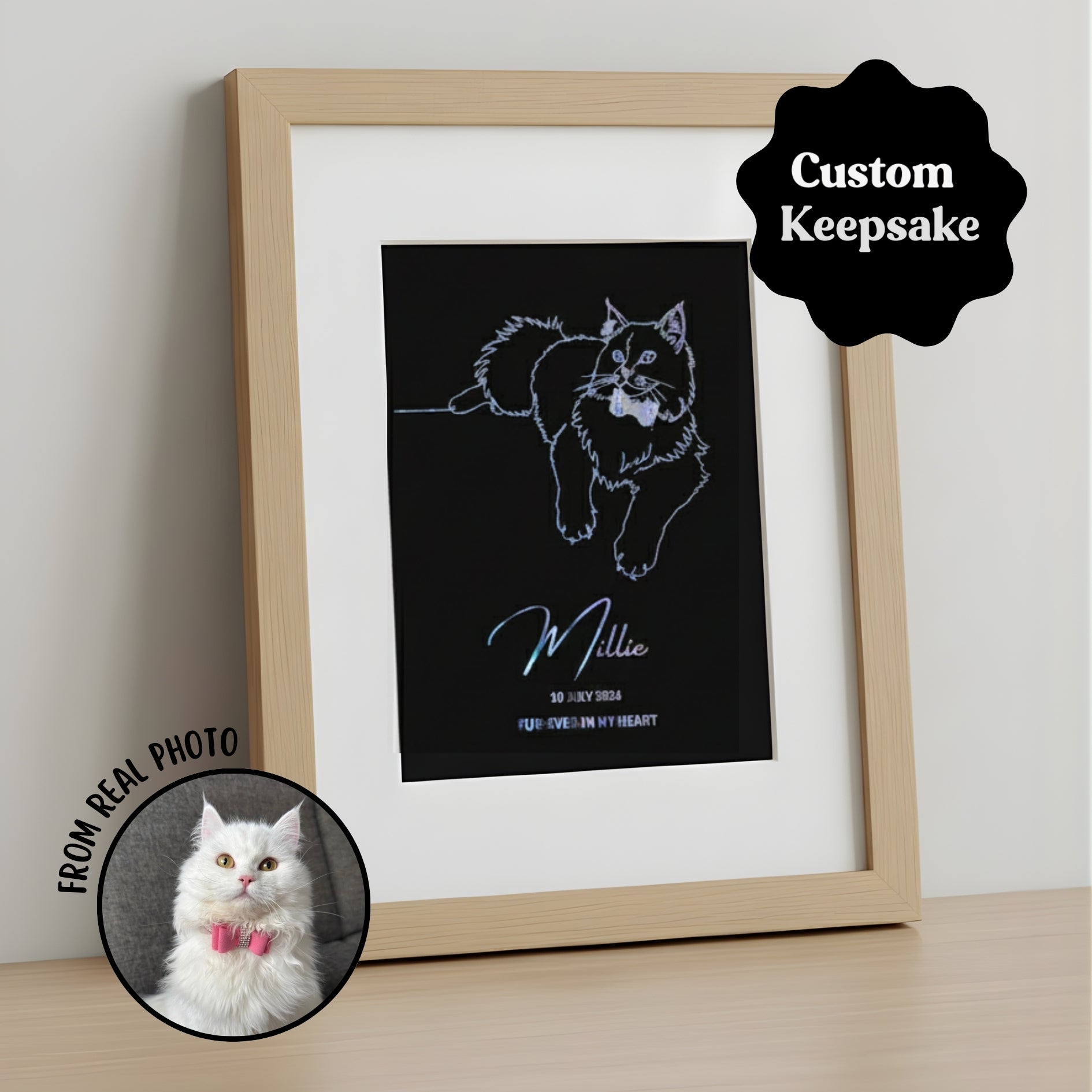 Foiled Pet Line-Art Portrait